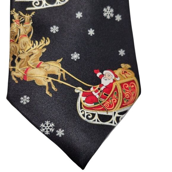 Hallmark Holiday Traditions Mens Christmas Neck Tie 57" Necktie Santa Reindeer - Picture 4 of 12